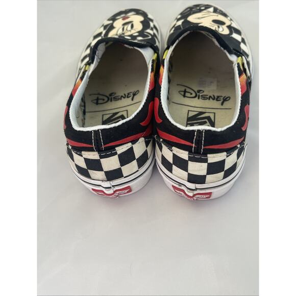 Disney Vans Slip-On Mickey Minnie Checkerboard Flame Skate Shoes Size 4 M/ 5.5 W - Picture 5 of 6